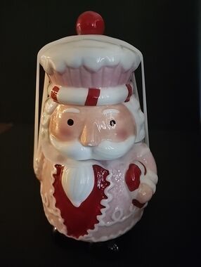 New, Santa Cookie Jar, Cupcake Topper, Pink is Primary Color, By Peppermint Pl.